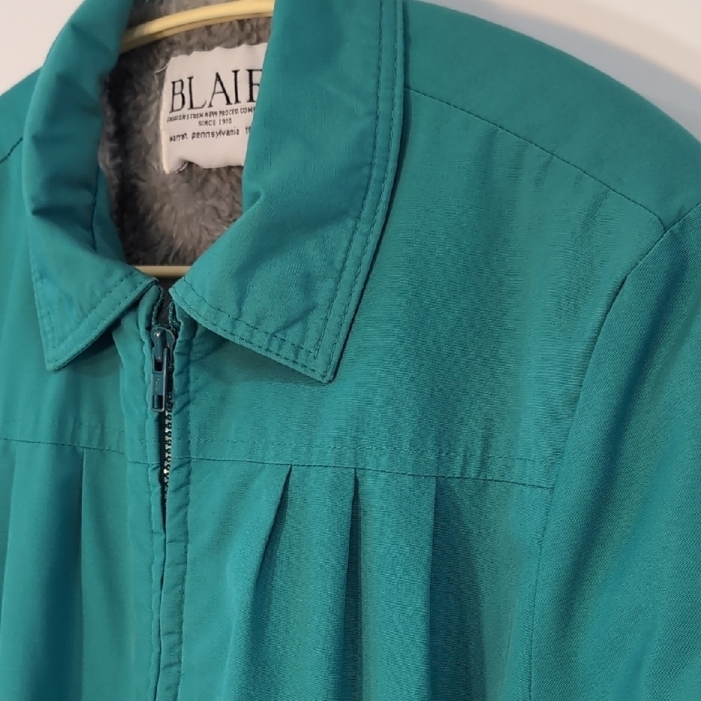 Blair | Vintage Teal Insulated Faux Fur Lined Zip Up Jacket Size L